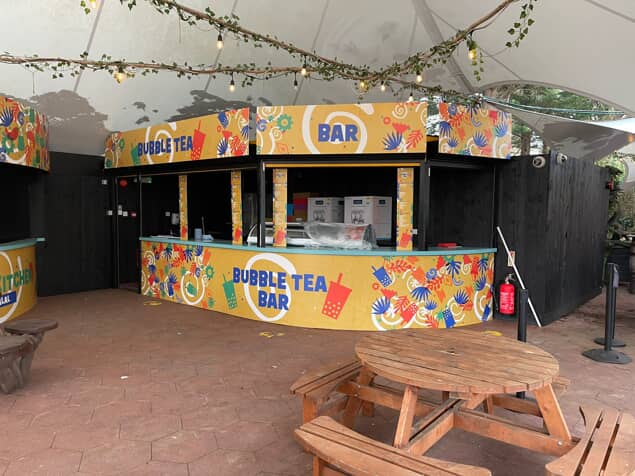 An image of the Spice Kitchen and Bubble Tea stand after FASTSIGNS